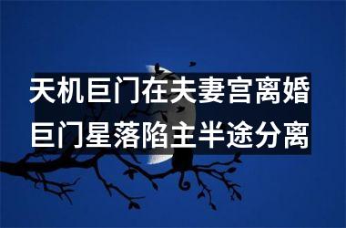 <h3>天机巨门在夫妻宫离婚 巨门星落陷主半途分离