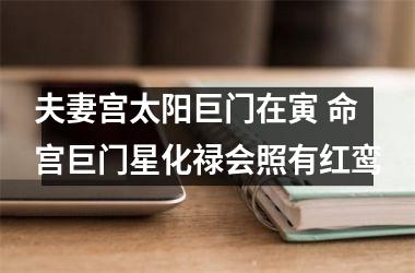 <h3>夫妻宫太阳巨门在寅 命宫巨门星化禄会照有红鸾