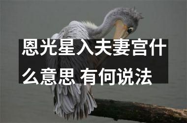 <h3>恩光星入夫妻宫什么意思 有何说法