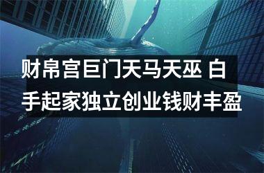 <h3>财帛宫巨门天马天巫 白手起家独立创业钱财丰盈