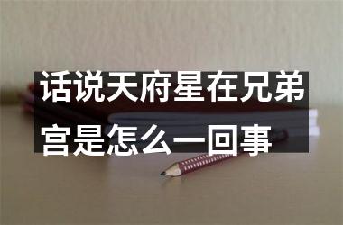 <h3>话说天府星在兄弟宫是怎么一回事