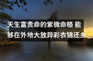 <h3>天生富贵命的紫微命格 能够在外地大放异彩衣锦还乡