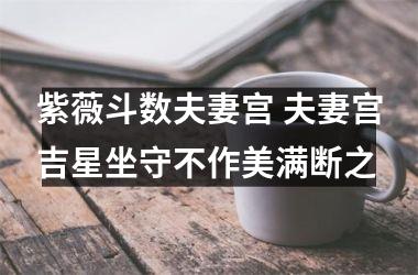 紫薇斗数夫妻宫 夫妻宫吉星坐守不作美满断之