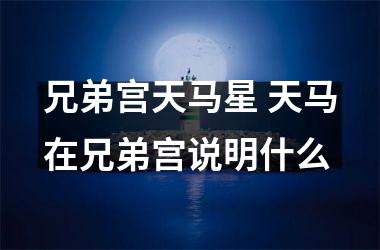 <h3>兄弟宫天马星 天马在兄弟宫说明什么
