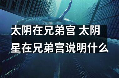 <h3>太阴在兄弟宫 太阴星在兄弟宫说明什么