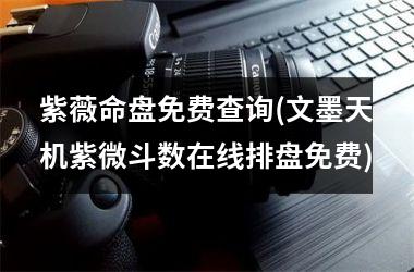 紫薇命盘免费查询(文墨天机紫微斗数在线排盘免费)