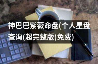 神巴巴紫薇命盘(个人星盘查询(超完整版)免费)
