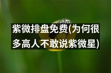 <h3>紫微排盘免费(为何很多高人不敢说紫微星)