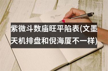 紫微斗数庙旺平陷表(文