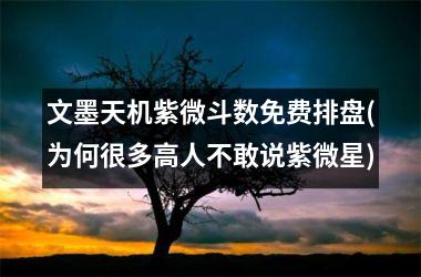 <h3>文墨天机紫微斗数免费排盘(为何很多高人不敢说紫微星)