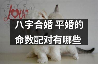 <h3>八字合婚 平婚的命数配对有哪些