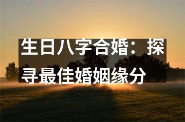 <h3>生日八字合婚：探寻佳婚姻缘分