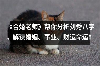 <h3>《合婚老师》帮你分析刘秀八字，解读婚姻、事业、财运命运！