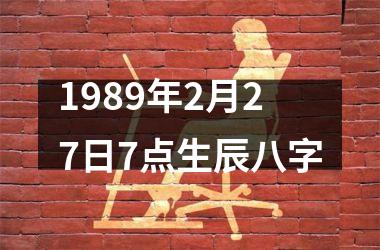 <h3>1989年2月27日7点生辰八字