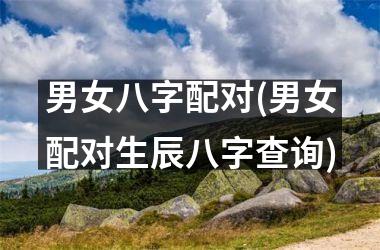 <h3>男女八字配对(男女配对生辰八字查询)