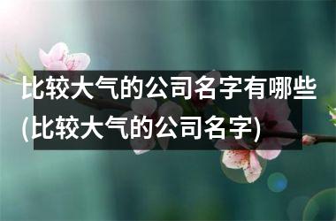 比较大气的公司名字有哪些(比较大气的公司名字)