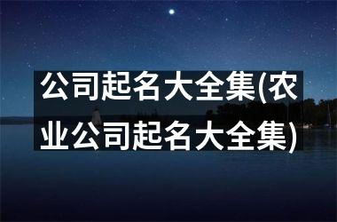 <h3>公司起名大全集(农业公司起名大全集)