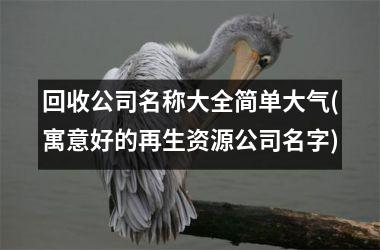 <h3>回收公司名称大全简单大气(寓意好的再生资源公司名字)