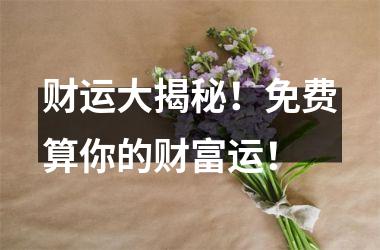 <h3>财运大揭秘！免费算你的财富运！