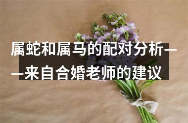 <h3>属蛇和属马的配对分析——来自合婚老师的建议