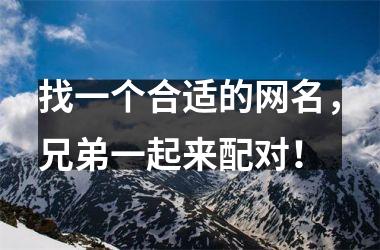 <h3>找一个合适的网名，兄弟一起来配对！