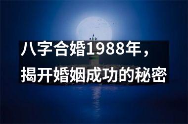 <h3>八字合婚1988年，揭开婚姻成功的秘密