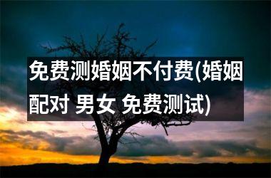 <h3>免费测婚姻不付费(婚姻配对 男女 免费测试)