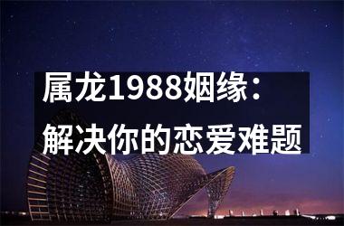 <h3>属龙1988姻缘：解决你的恋爱难题