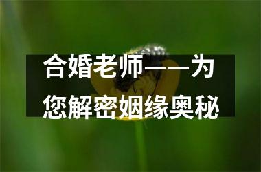 <h3>合婚老师——为您解密姻缘奥秘