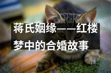 蒋氏姻缘——红楼梦中的合婚故事